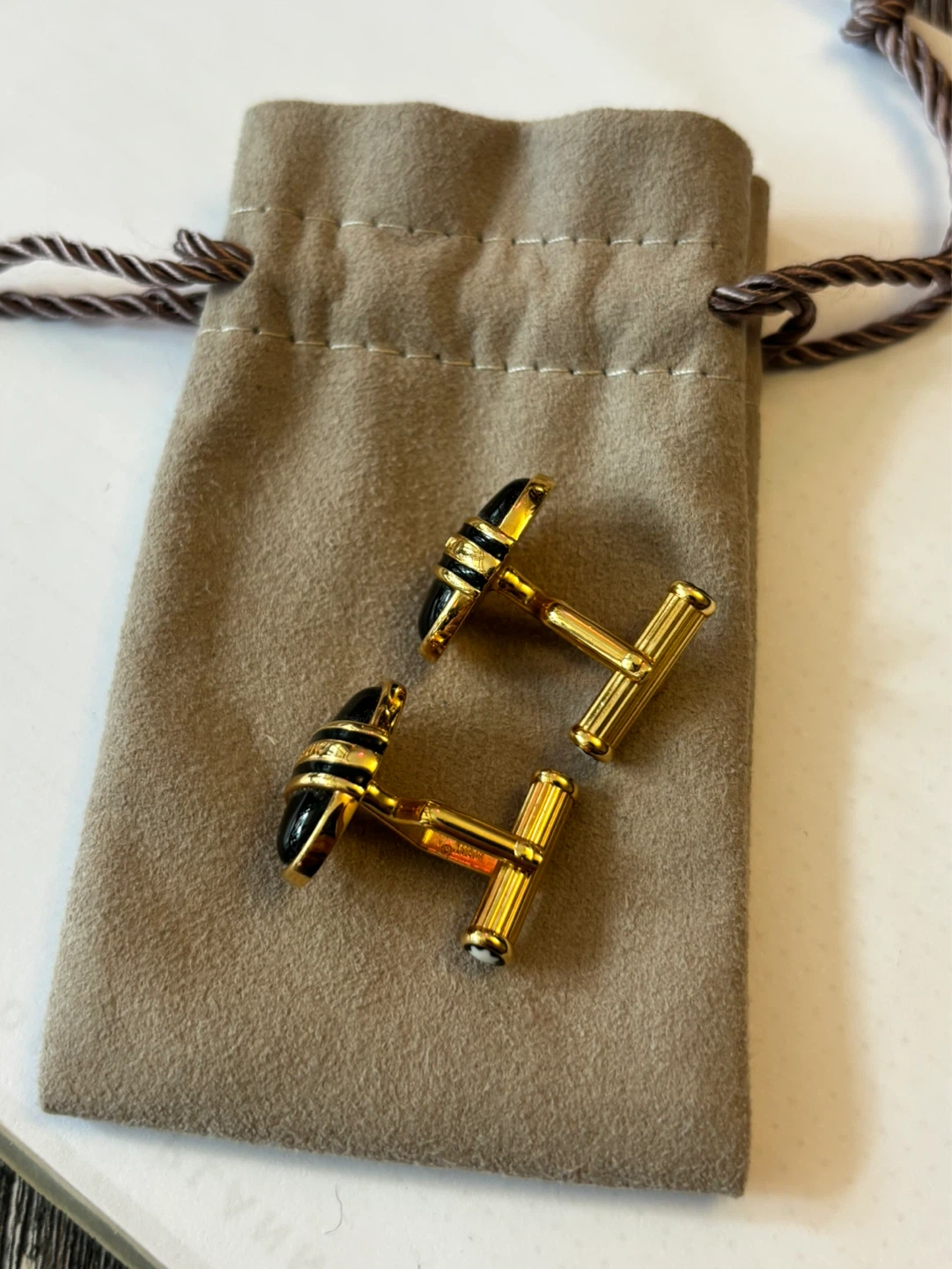 MONTBLANC Gold & Black Enamel Cufflinks - photo 3