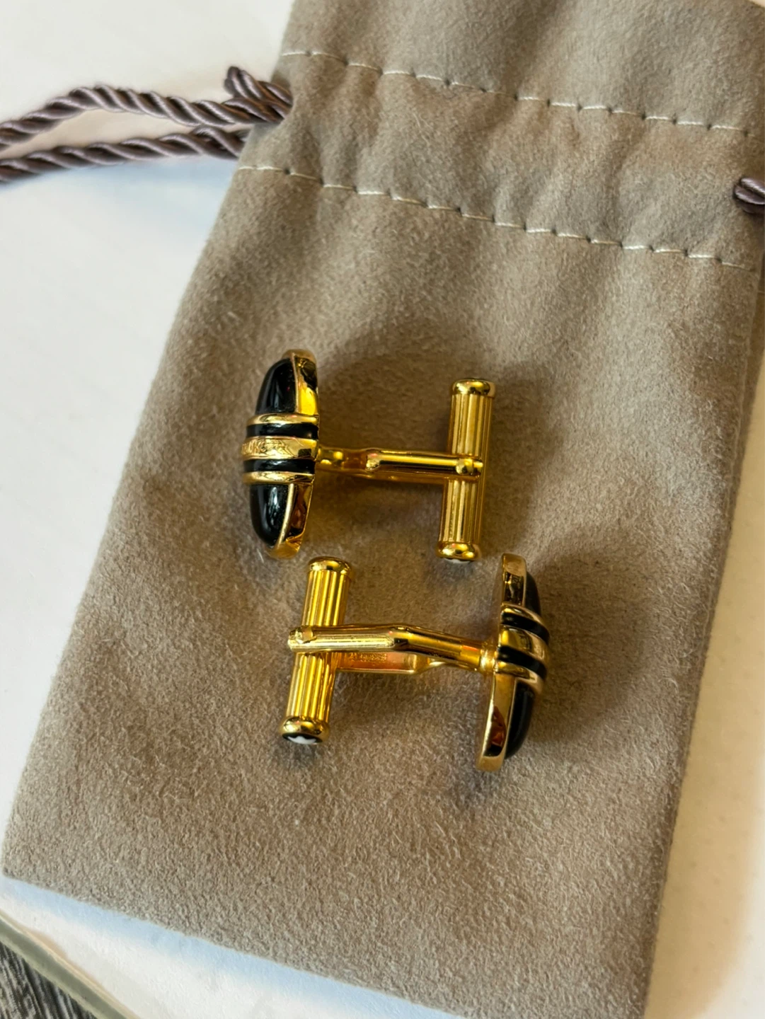 MONTBLANC Gold & Black Enamel Cufflinks - photo 4