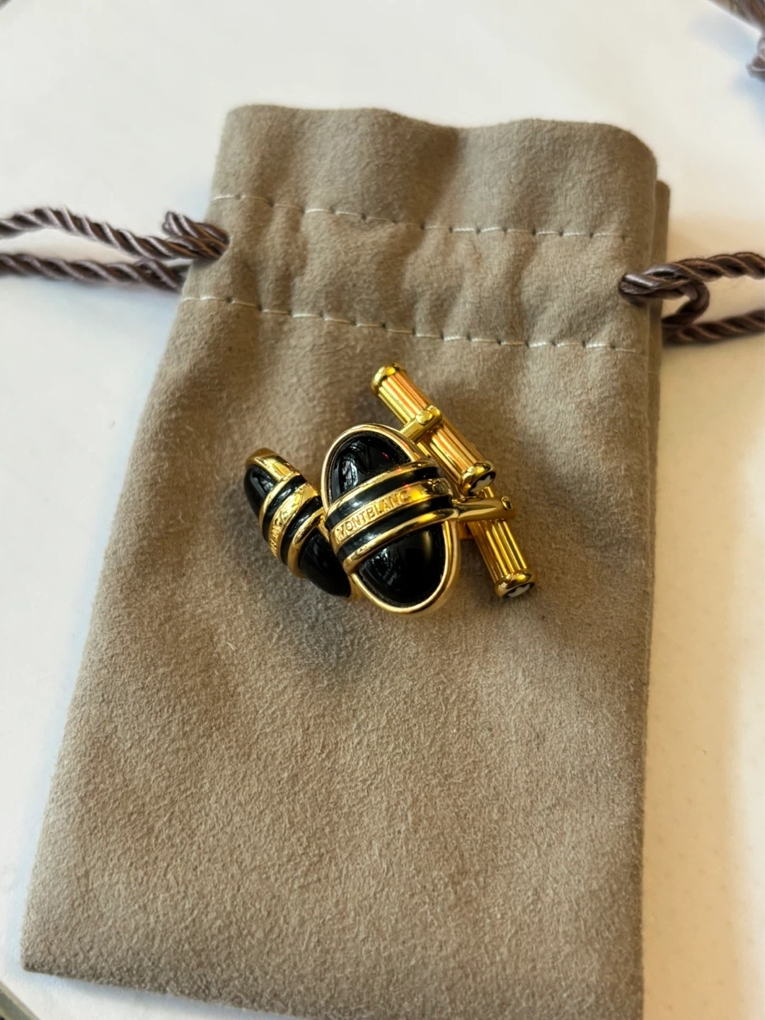 MONTBLANC Gold & Black Enamel Cufflinks