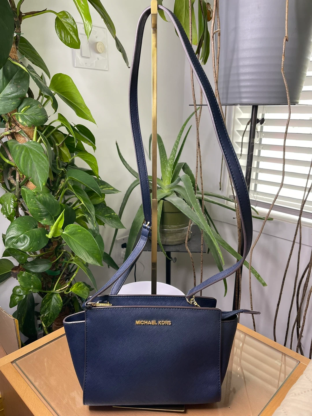 Michael Kors Navy Blue Leather Crossbody Bag