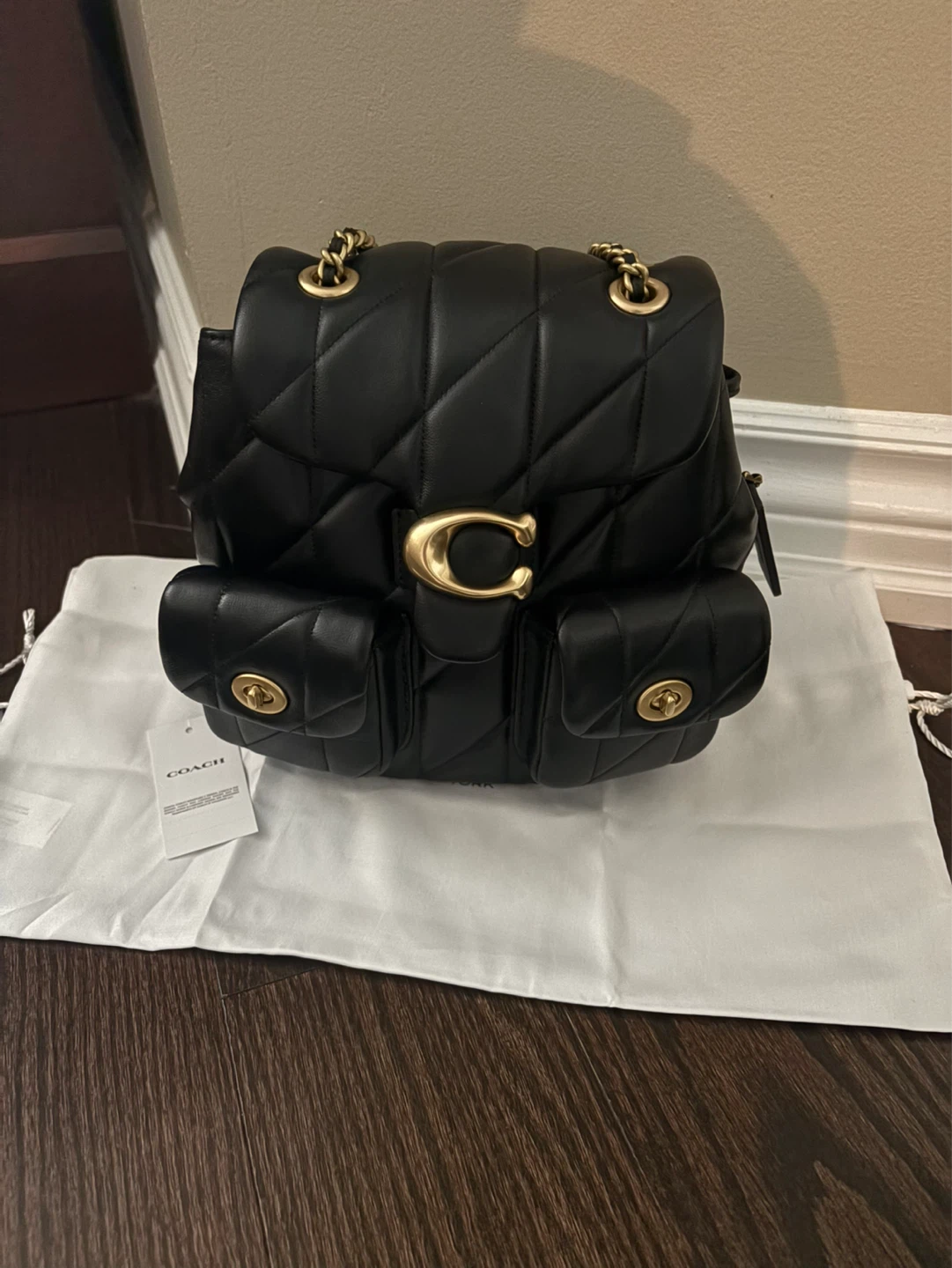 COACH Black Quilted Leather Backpack with Gold Hardware - photo 2