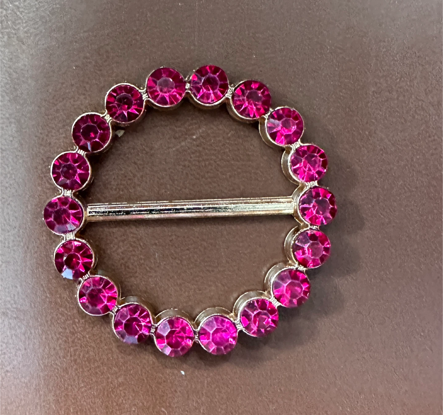 Decorative Buckle Ring with Pink Rhinestones