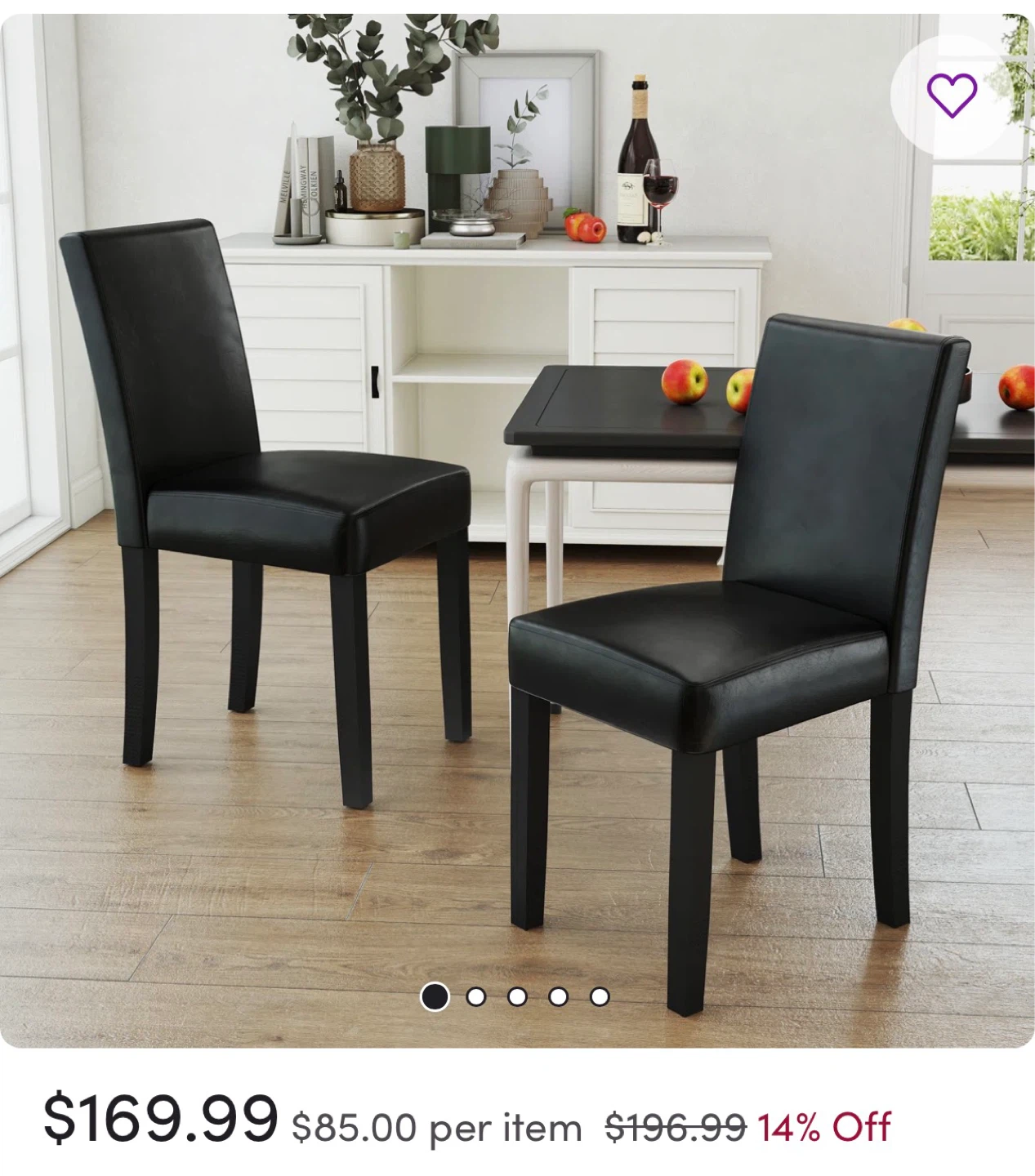 Black faux leather Chairs Set of 2