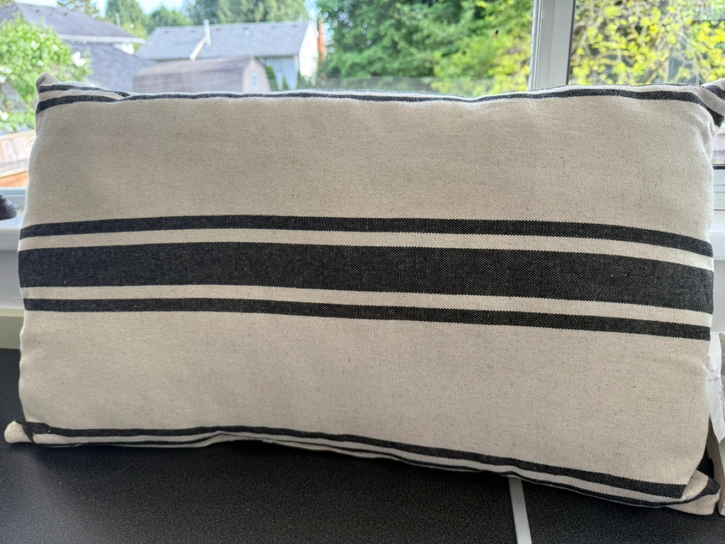 Decorative Lumbar Pillow with Navy Stripes - photo 2