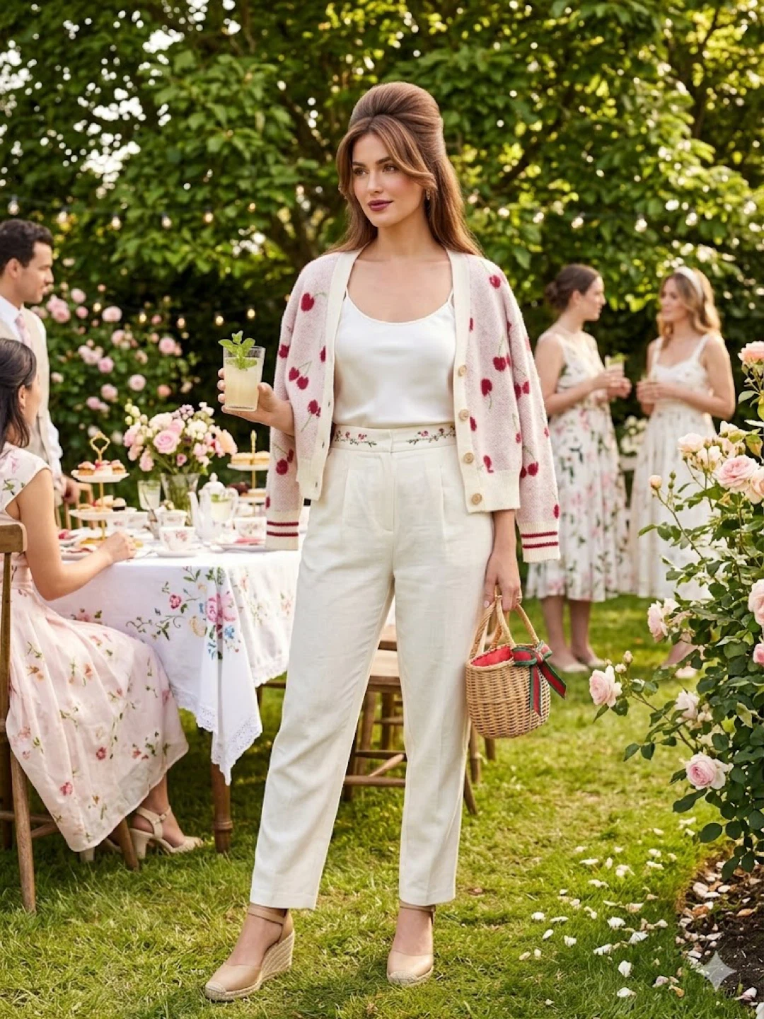 Girlish Cherry Print Cardigan XS