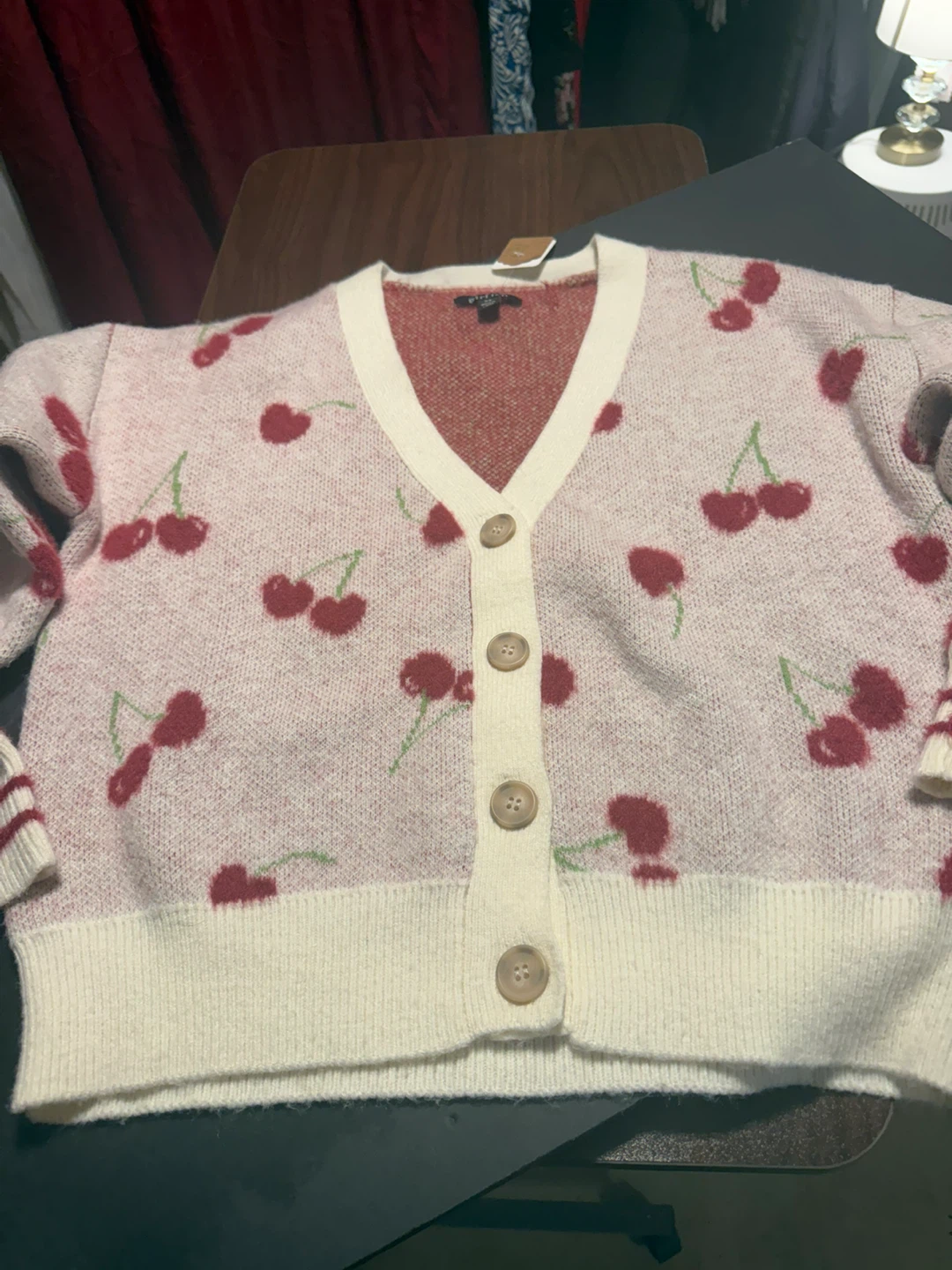 Girlish Cherry Print Cardigan XS - photo 2