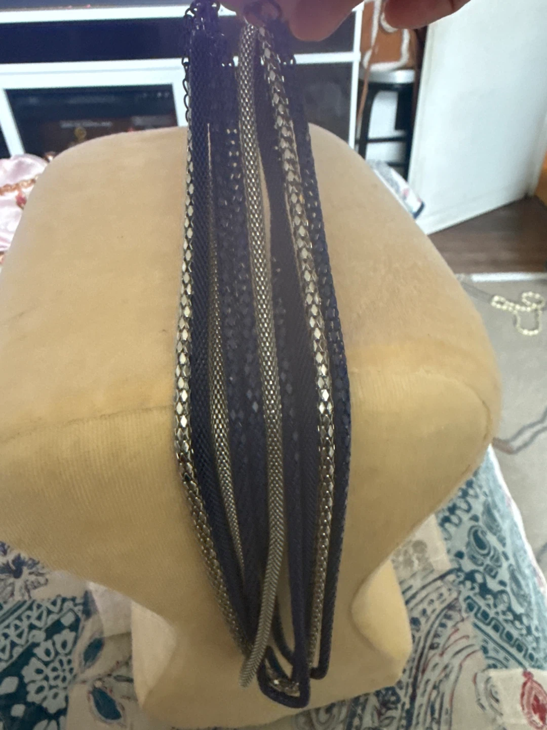 Layered Silver and Blue Chain Necklaces