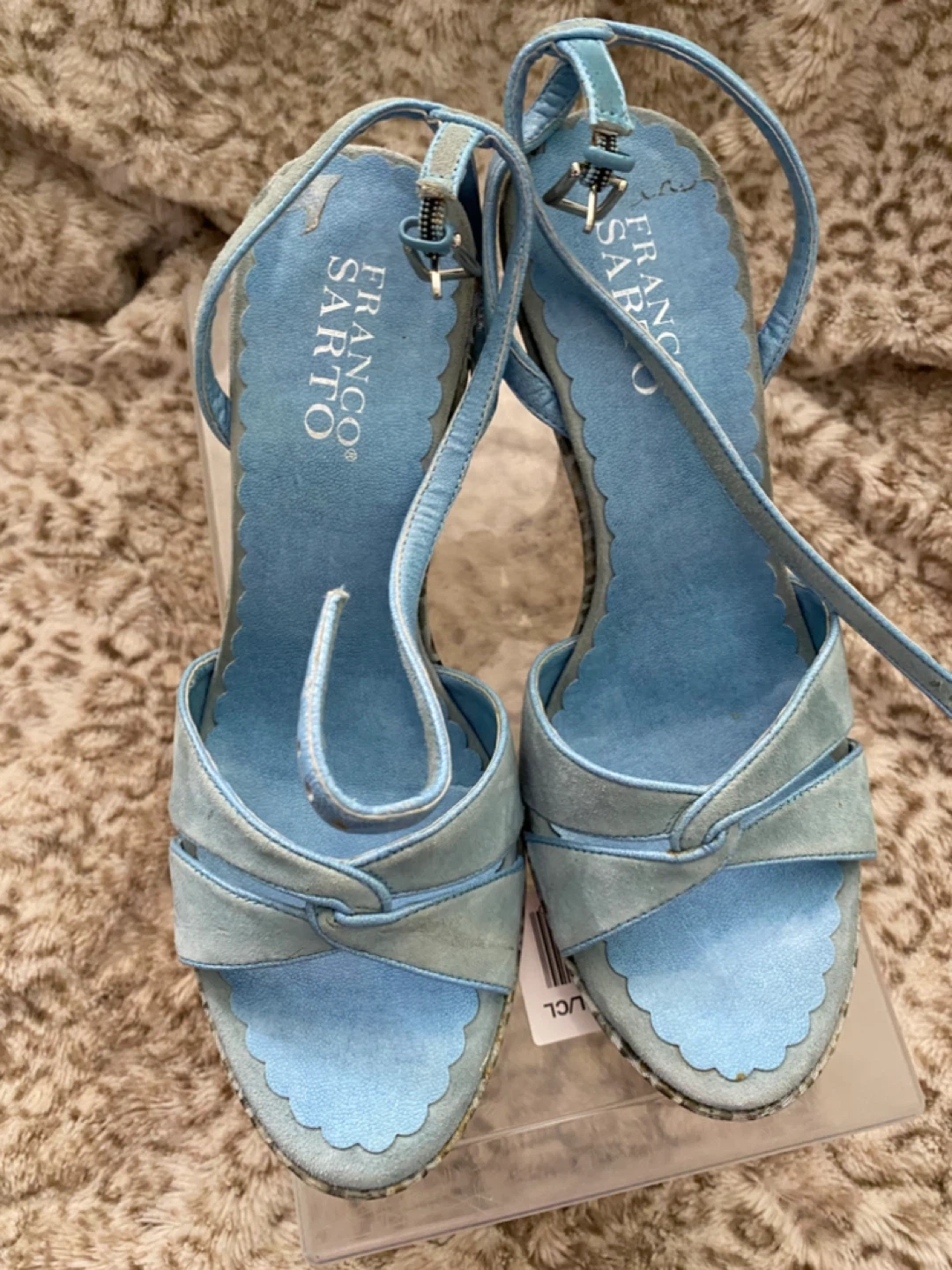 Franco Sarto Blue Suede Wedge Sandals 7 1/2