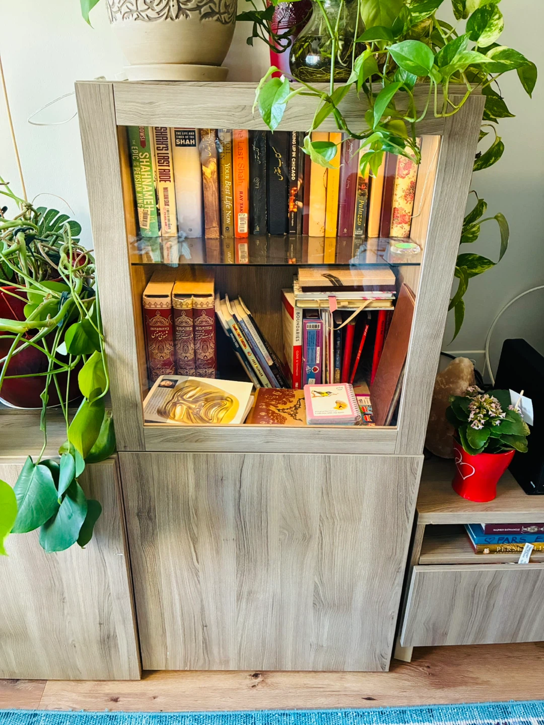 Light Wood Bookcase with Glass Door - photo 2