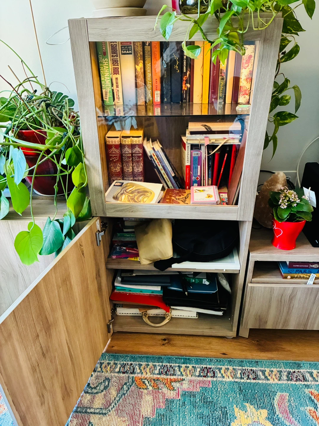 Light Wood Bookcase with Glass Door - photo 3