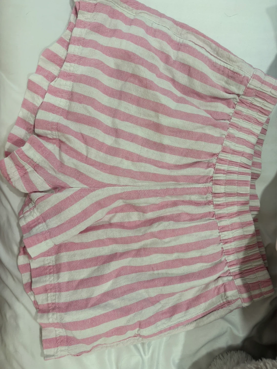 Pink and White Striped Shorts