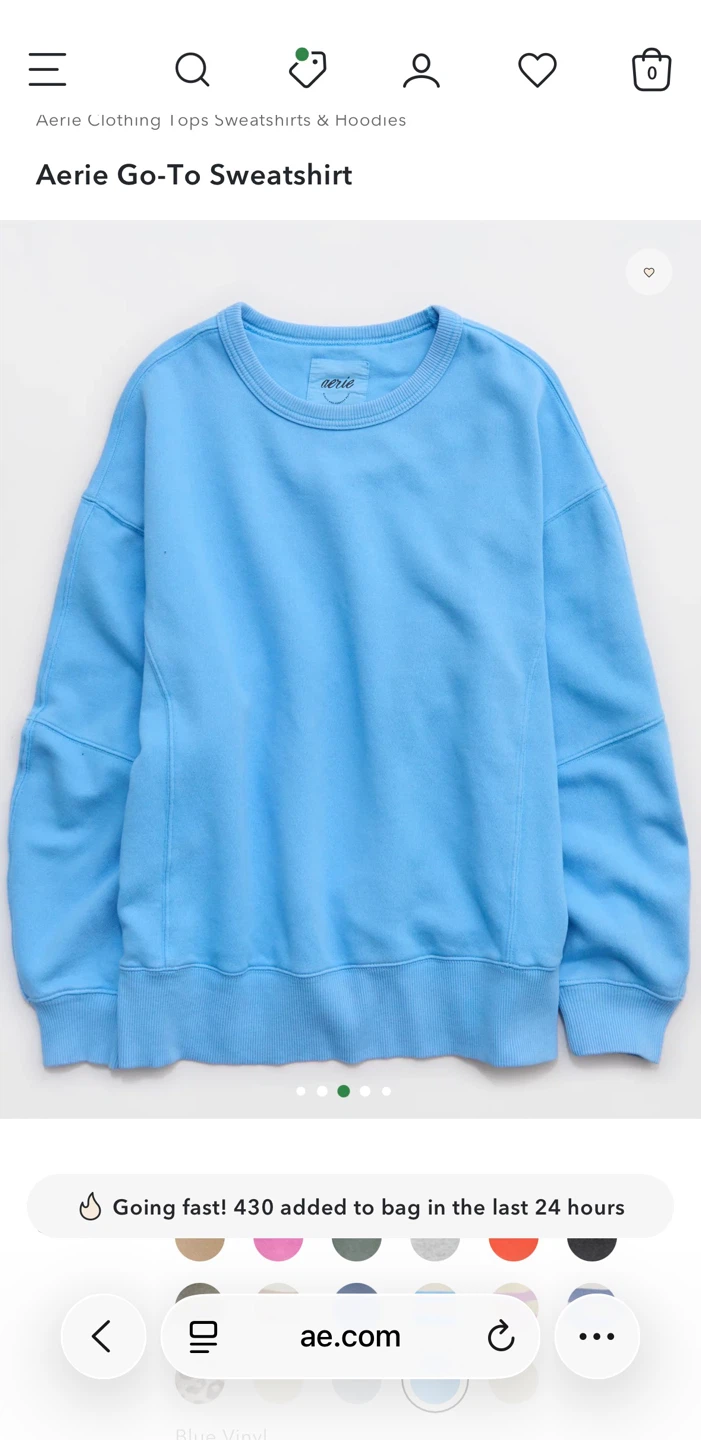 Aerie Go-To Sweatshirt - Light Blue, Size XS