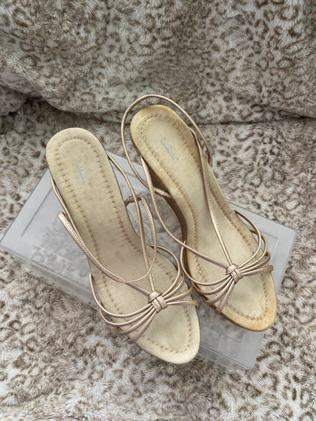 Gold Wedge Sandals size 7