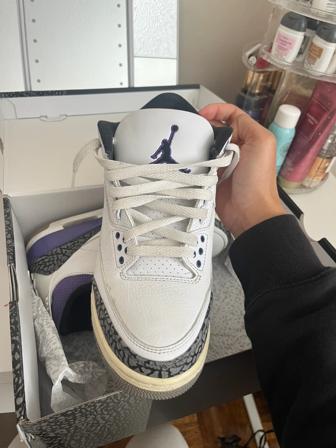 Air Jordan 3 Retro White/Black-Dark Iris Shoes Size 7 (EUR 40) - photo 4