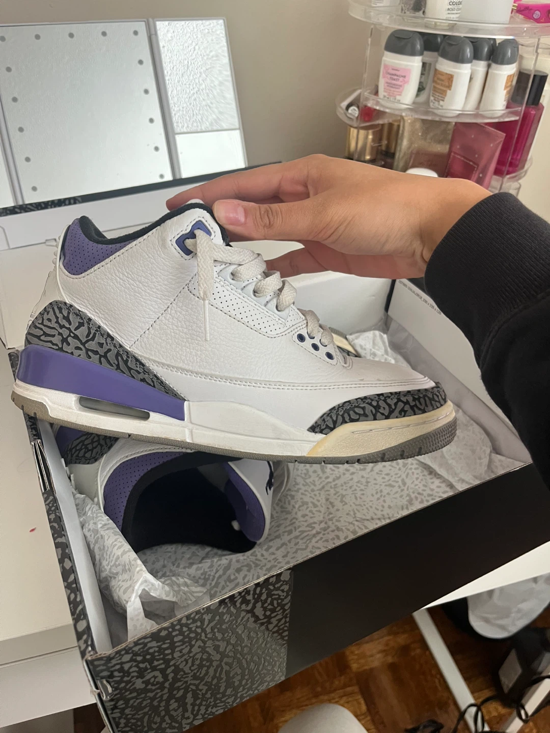 Air Jordan 3 Retro White/Black-Dark Iris Shoes Size 7 (EUR 40) - photo 5