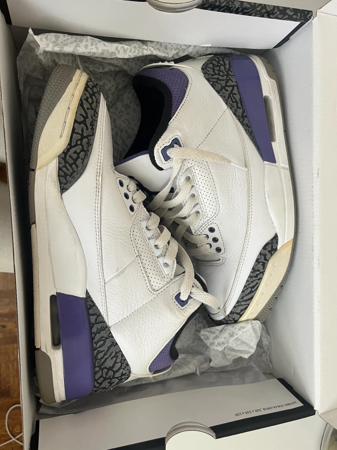 Air Jordan 3 Retro White/Black-Dark Iris Shoes Size 7 (EUR 40)