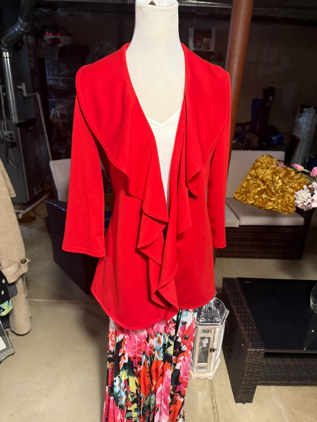 Calvin Klein Red Ruffle Front Blazer - photo 2