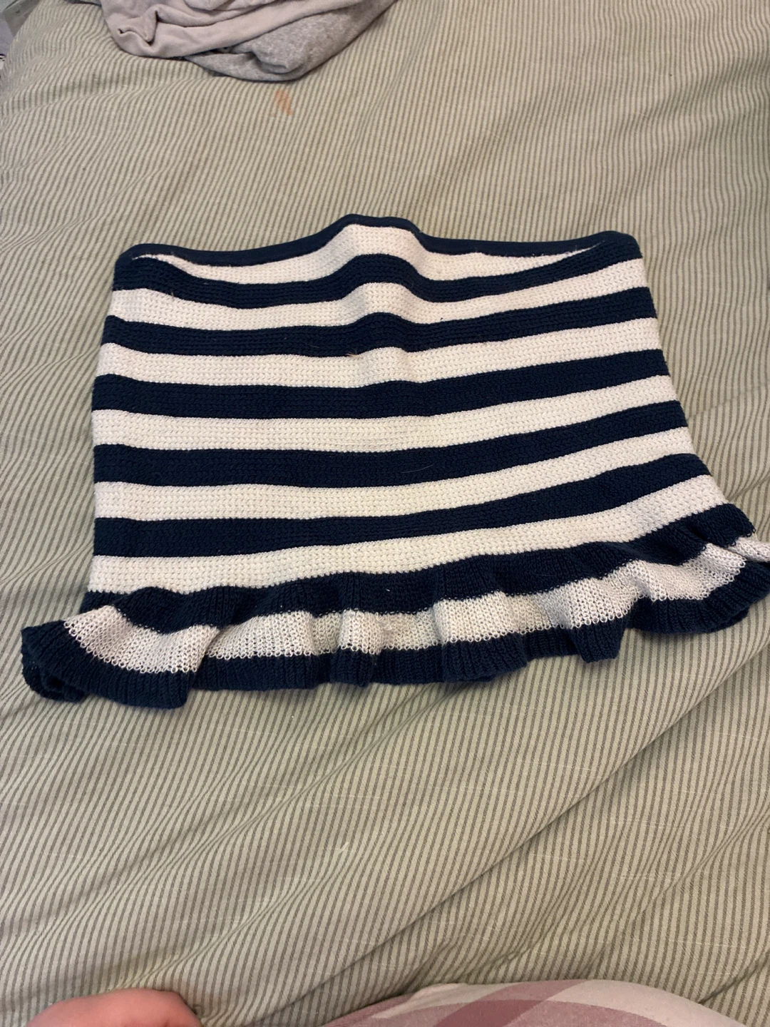Striped Knit Skirt with Ruffle Hem