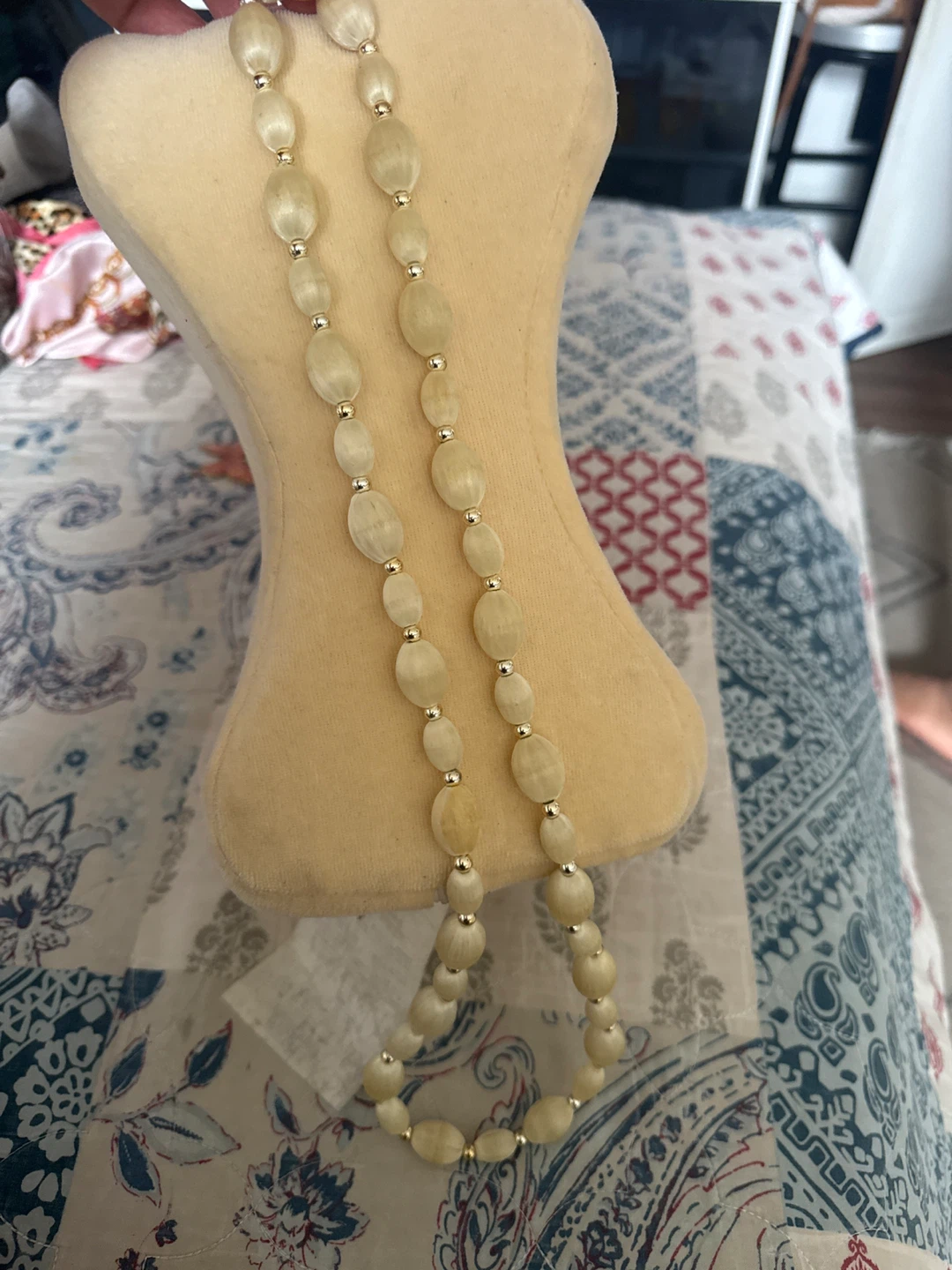 Beaded Necklace with Gold-Tone Accents