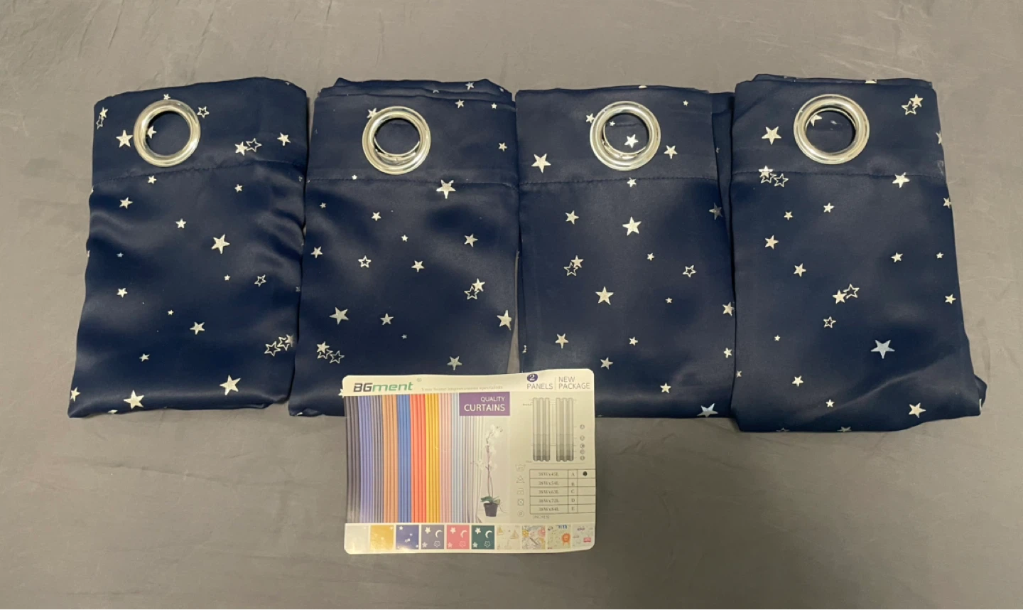 Navy Star Print Blackout Curtains (4 Panels)