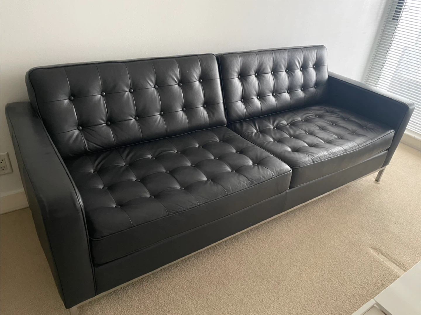 EQ3 Black Leather Couch