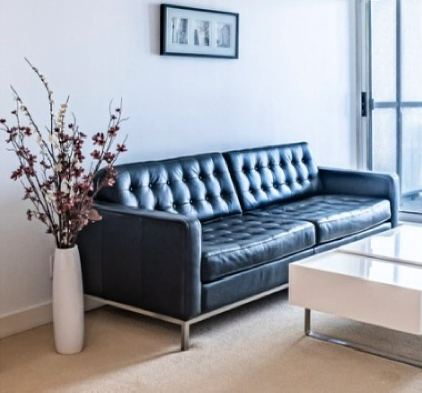 EQ3 Black Leather Couch - photo 5