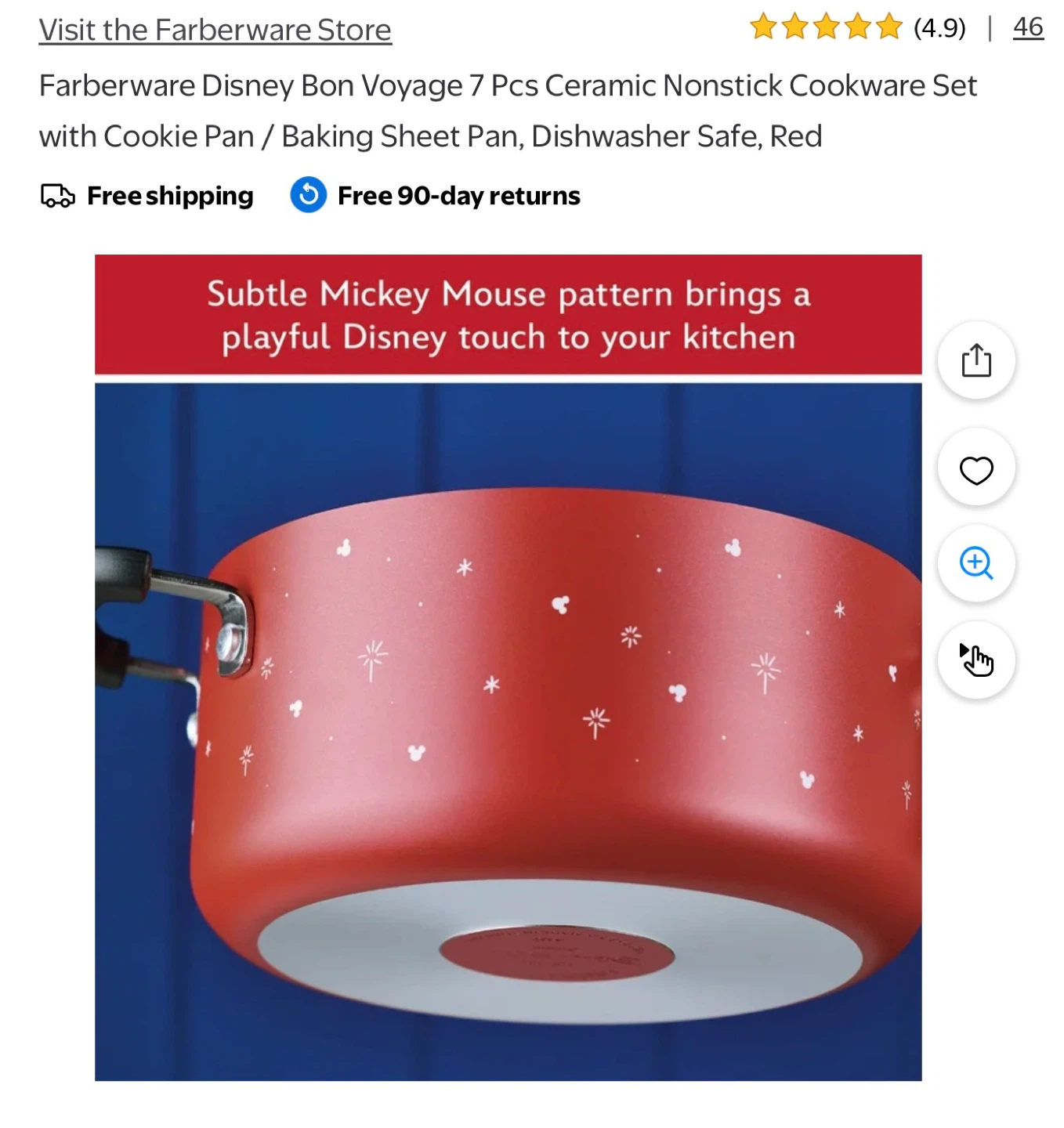 Farberware Disney Mickey Mouse 7-Piece Ceramic Cookware Set - photo 5