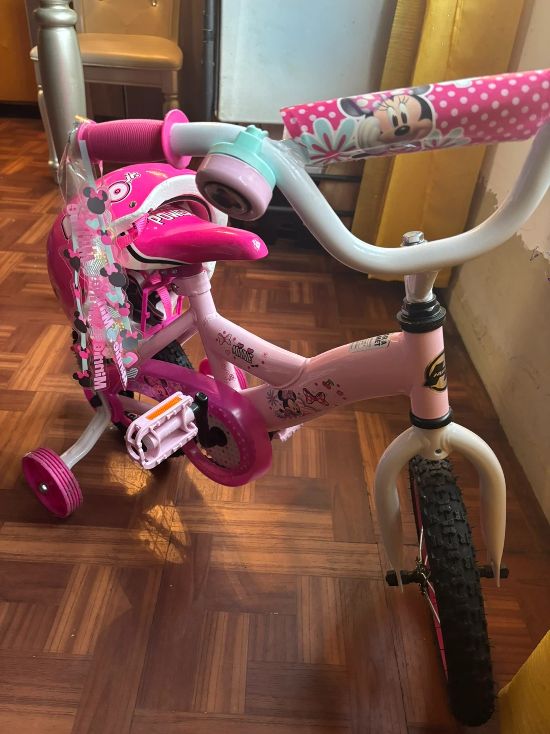 Pink Minnie Mouse Kids Bike with Helmet - photo 2