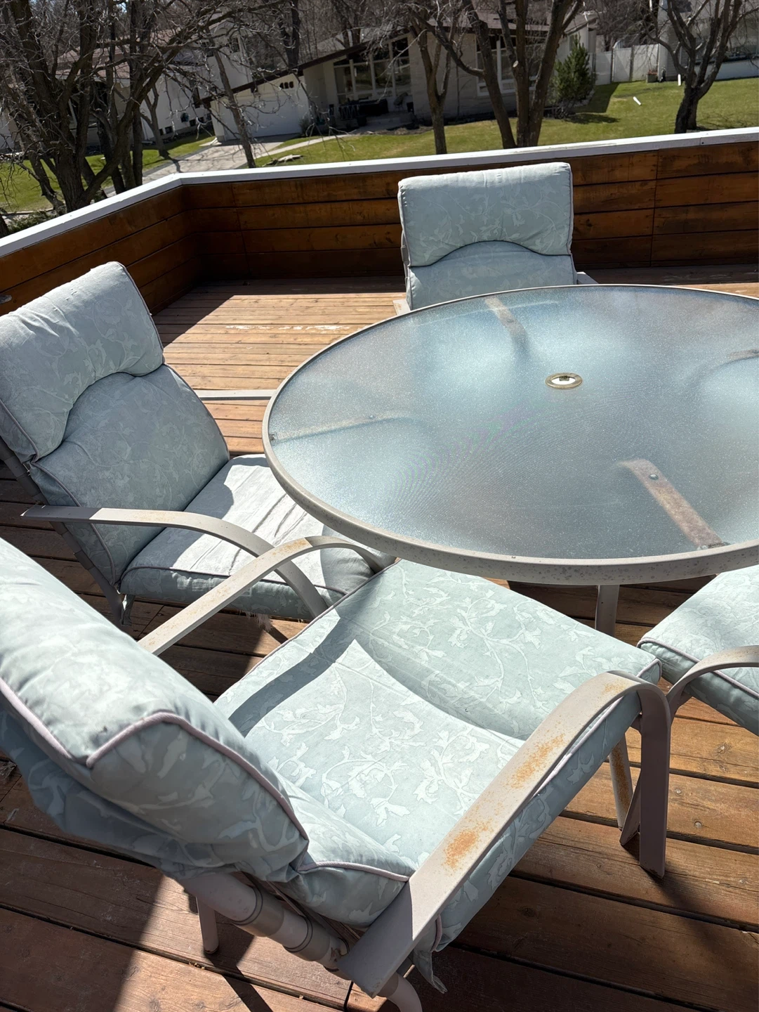 Glass Top Patio Dining Set with 5 Chairs