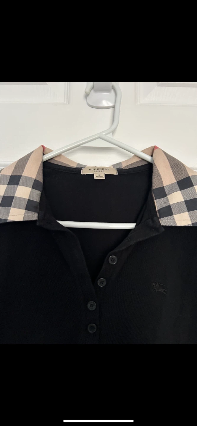 Burberry Black Polo Shirt with Classic Check Collar - photo 2