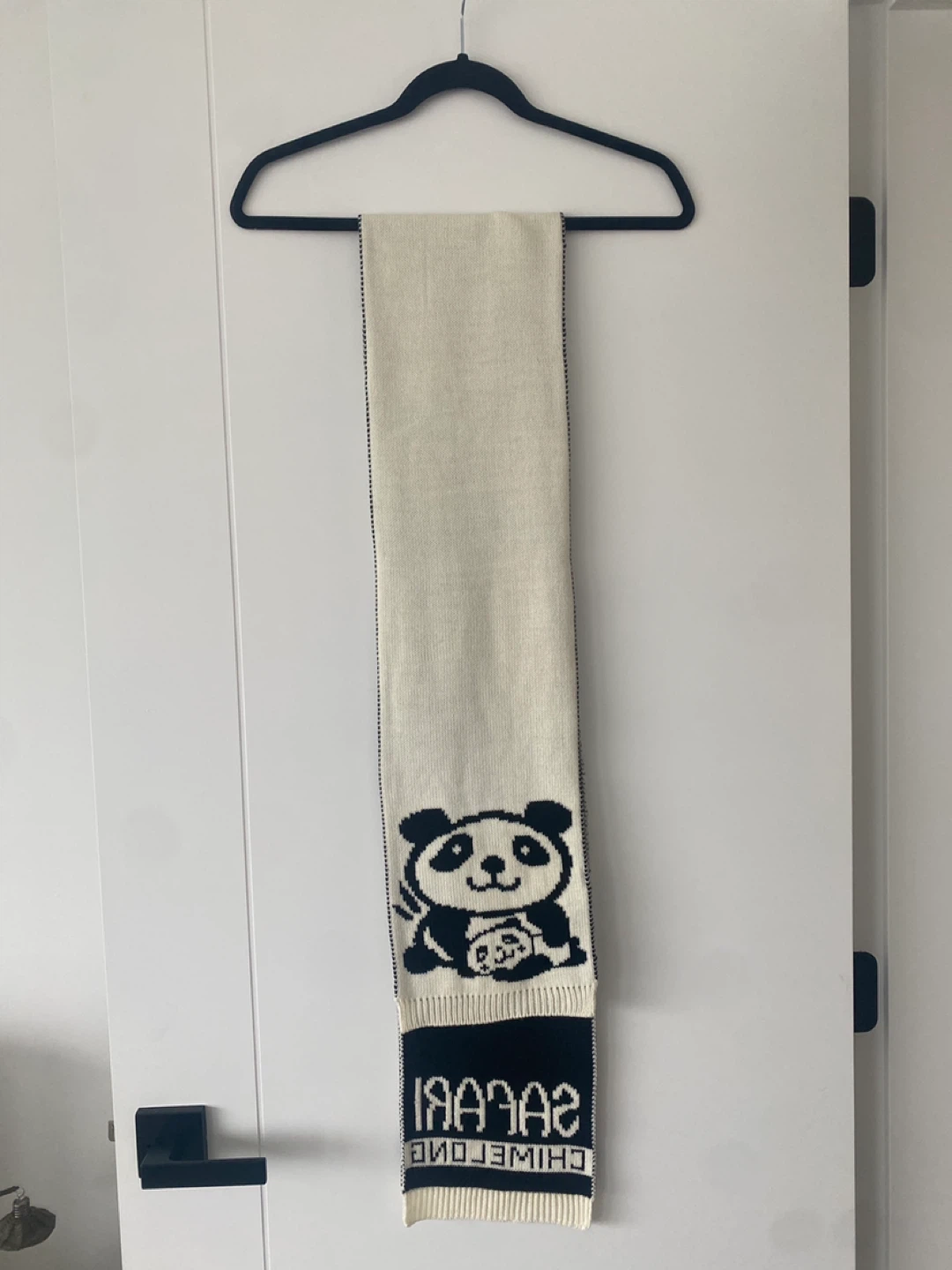 Cream Panda Knit Scarf