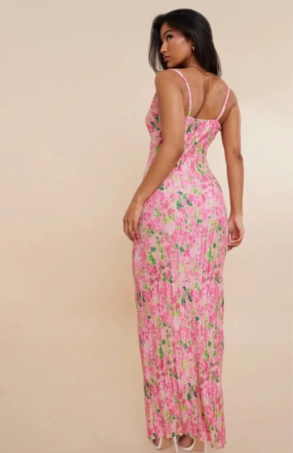 Pink floral body-con dress - Size M - photo 3