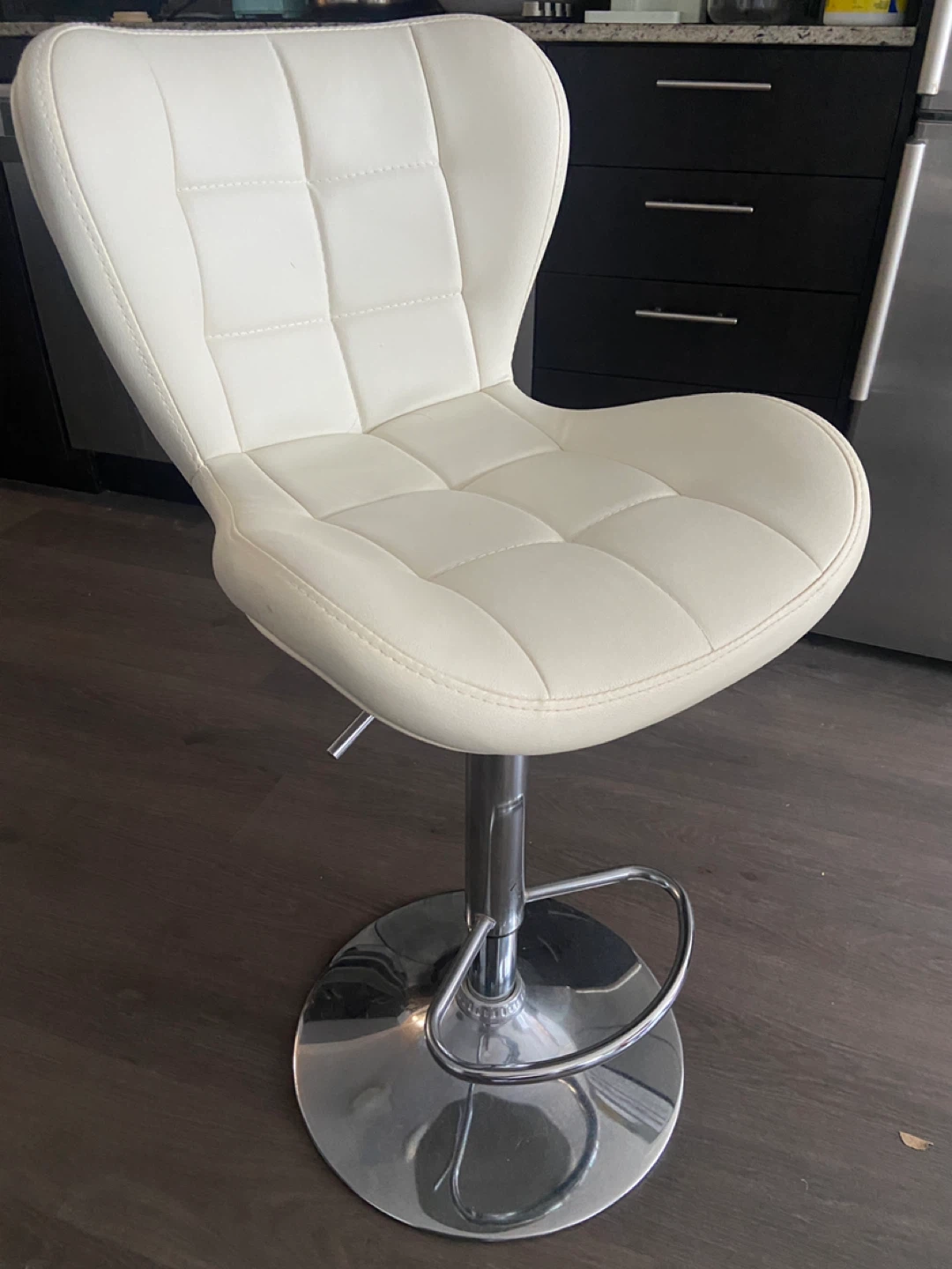 White Adjustable Bar Stool
