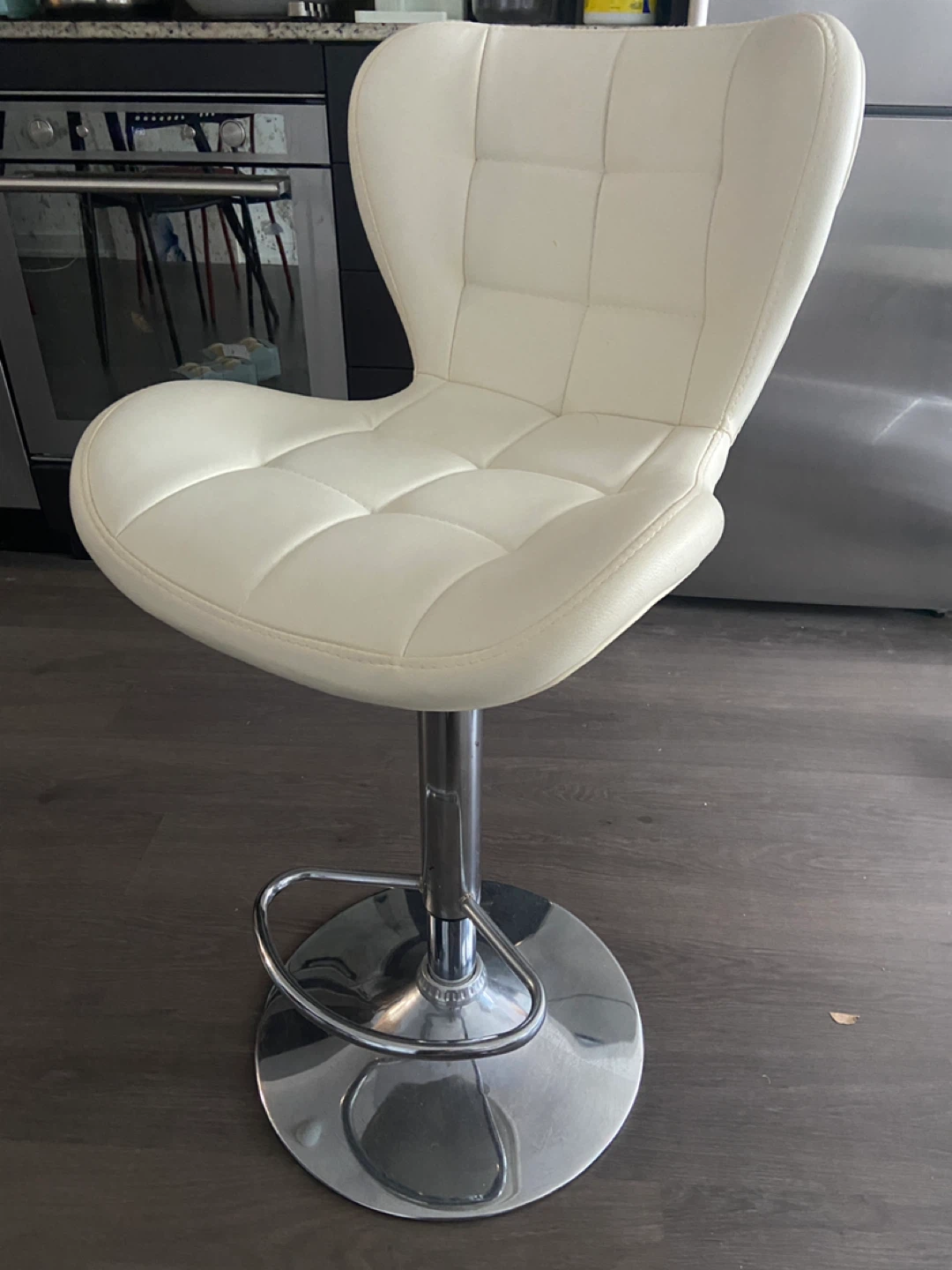 White Adjustable Bar Stool - photo 2