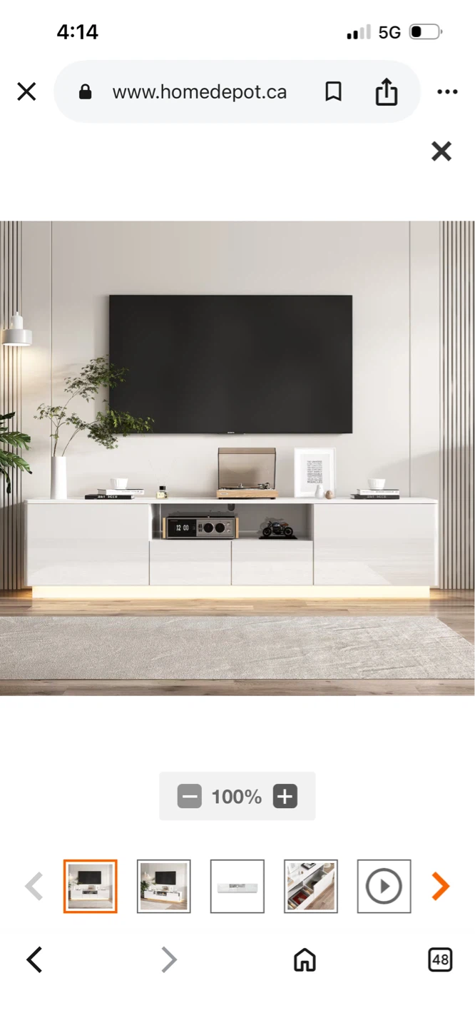 New White Glossy Entertainment Unit with LED Lights