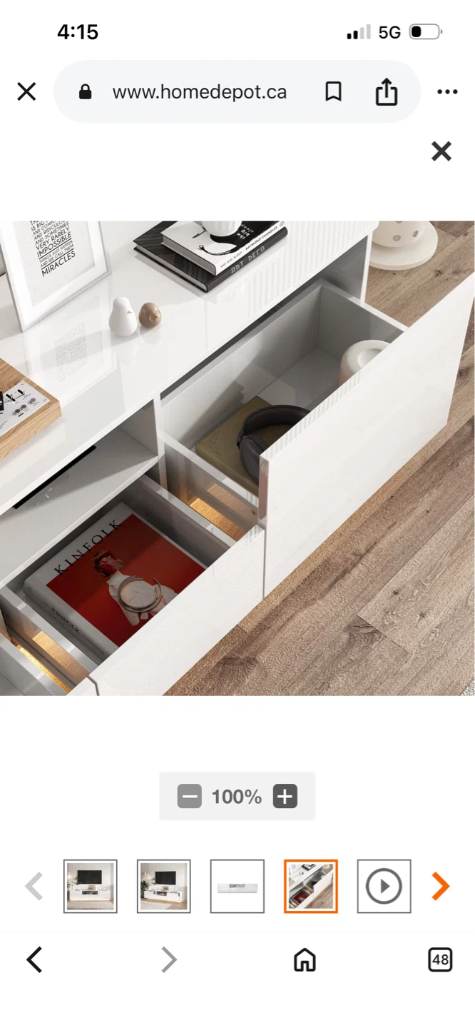 New White Glossy Entertainment Unit with LED Lights - photo 4