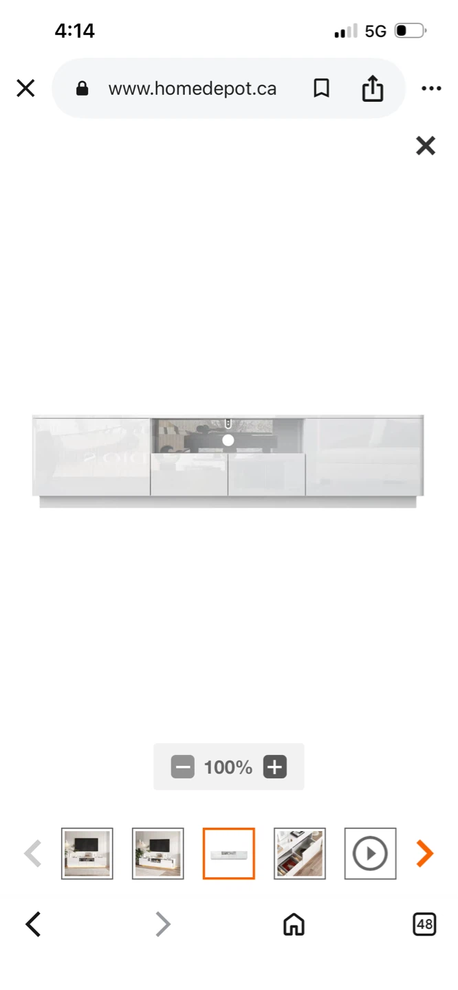 New White Glossy Entertainment Unit with LED Lights - photo 3