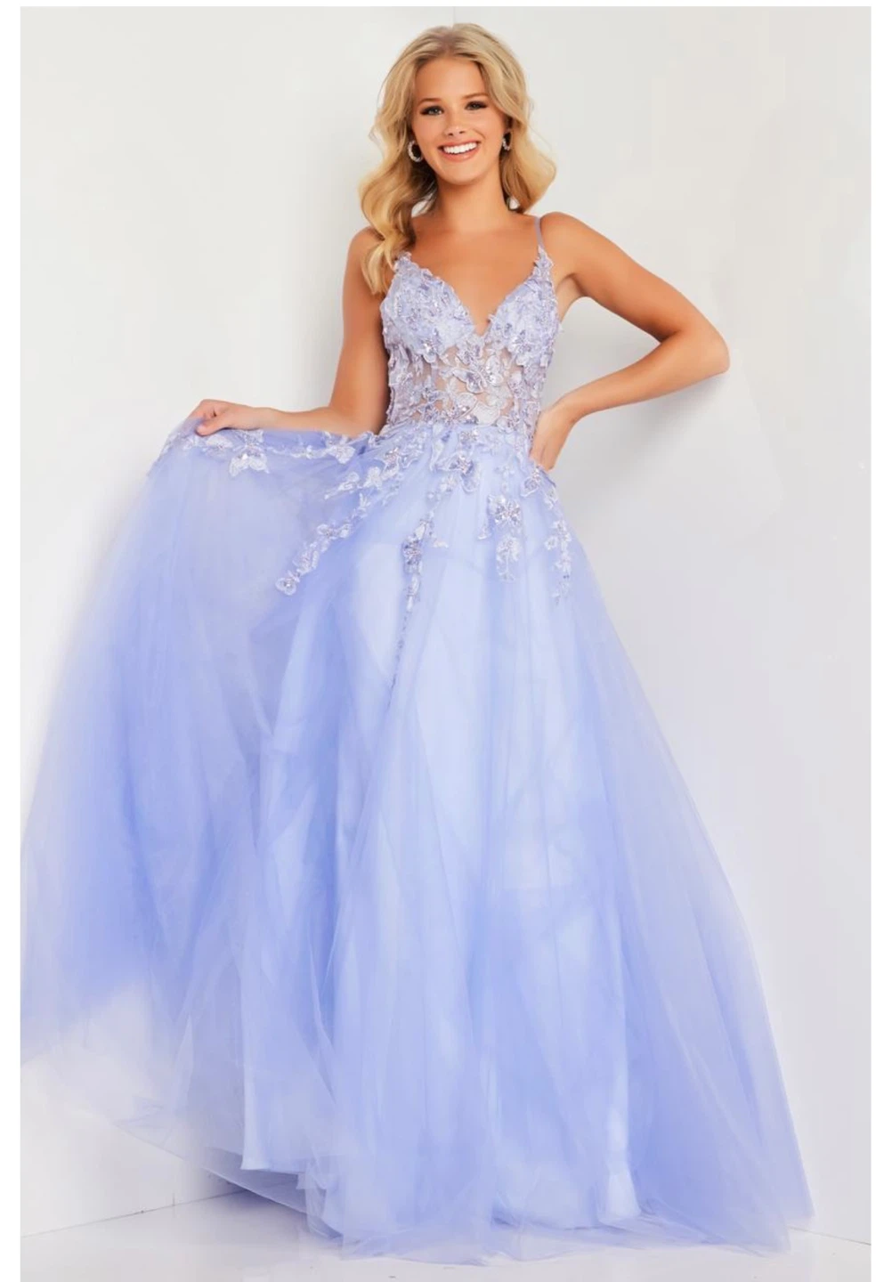 Jovani Light Purple Tulle Lace Gown - photo 4