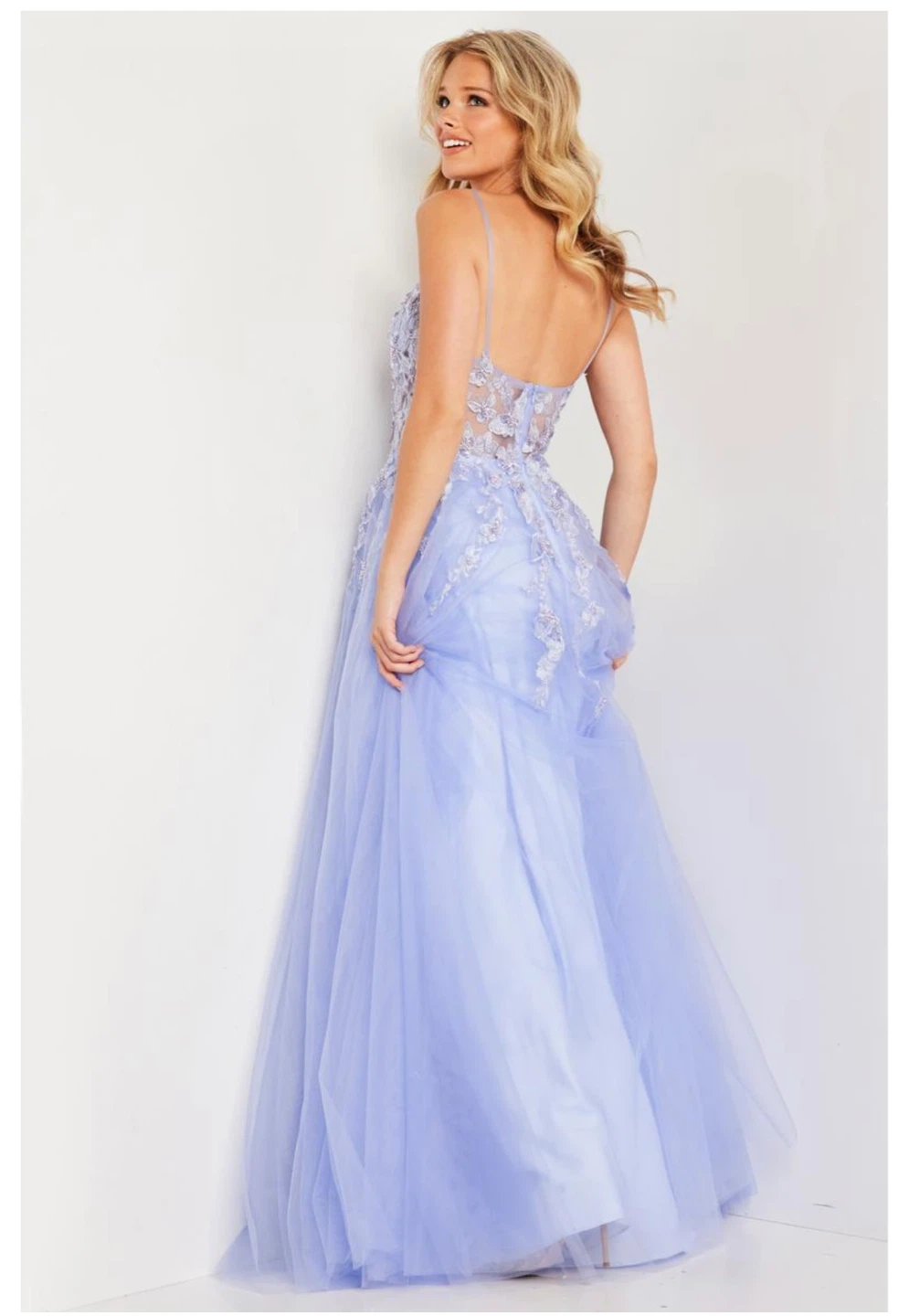 Jovani Light Purple Tulle Lace Gown