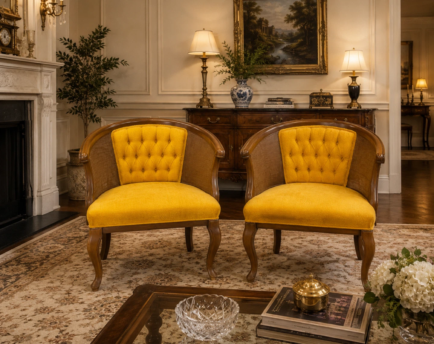 Pair of Mustard Yellow Accent Chairs