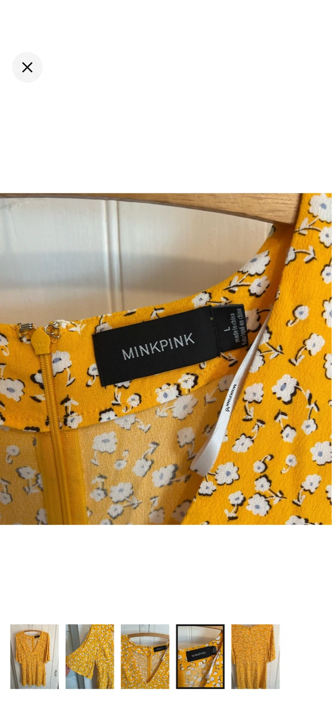 MINKPINK Yellow Floral Dress - Size L - photo 4
