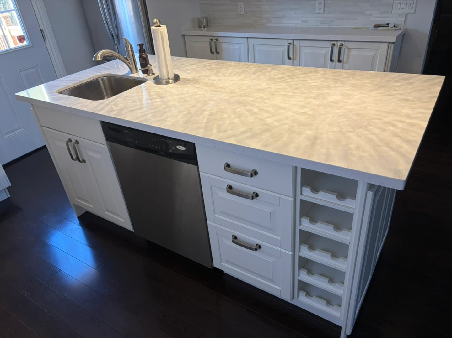 White Kitchen Island with Sink and Dishwasher - photo 4