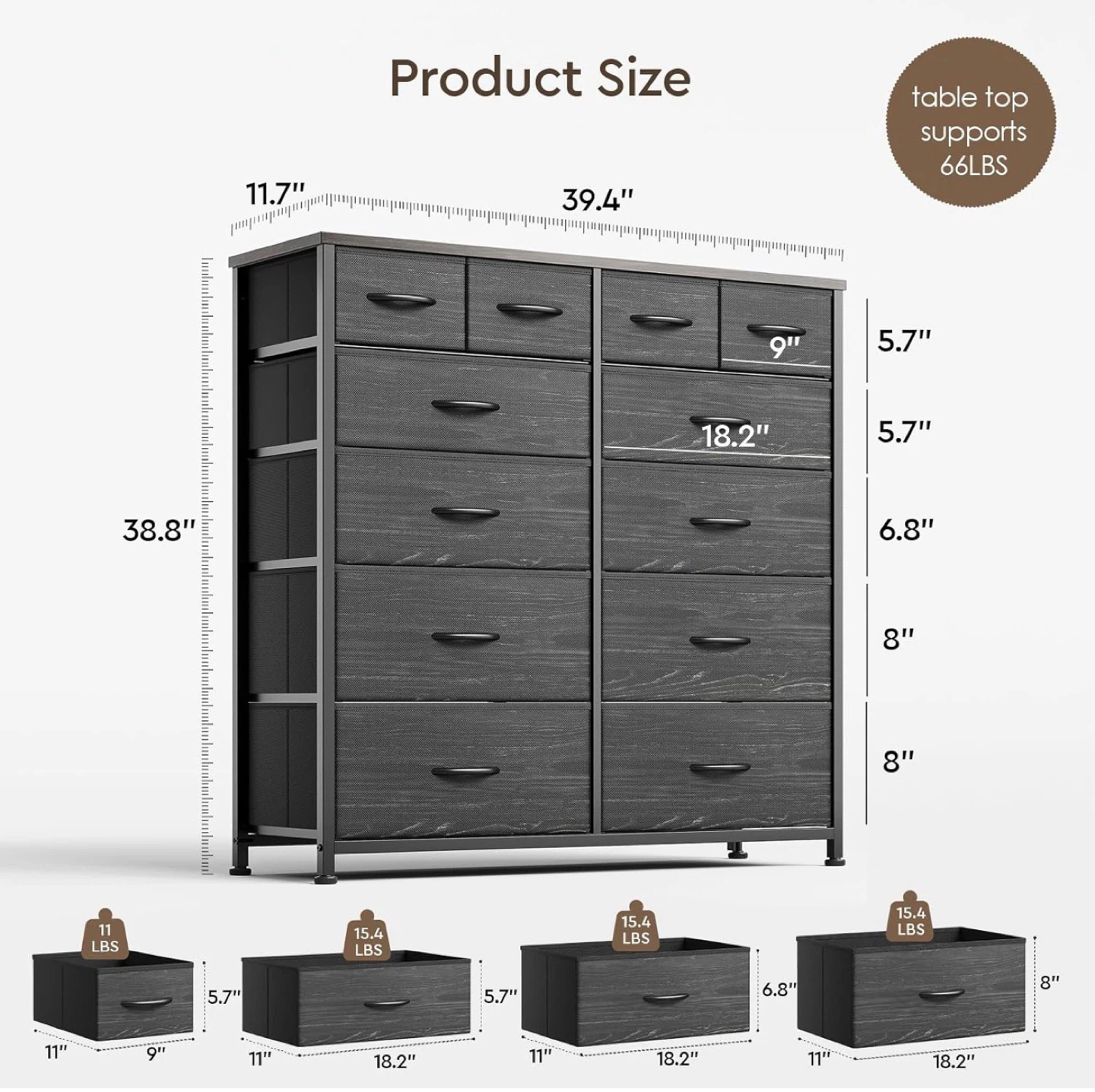 12-Drawer Dresser Storage Unit - Dark Grey - photo 5