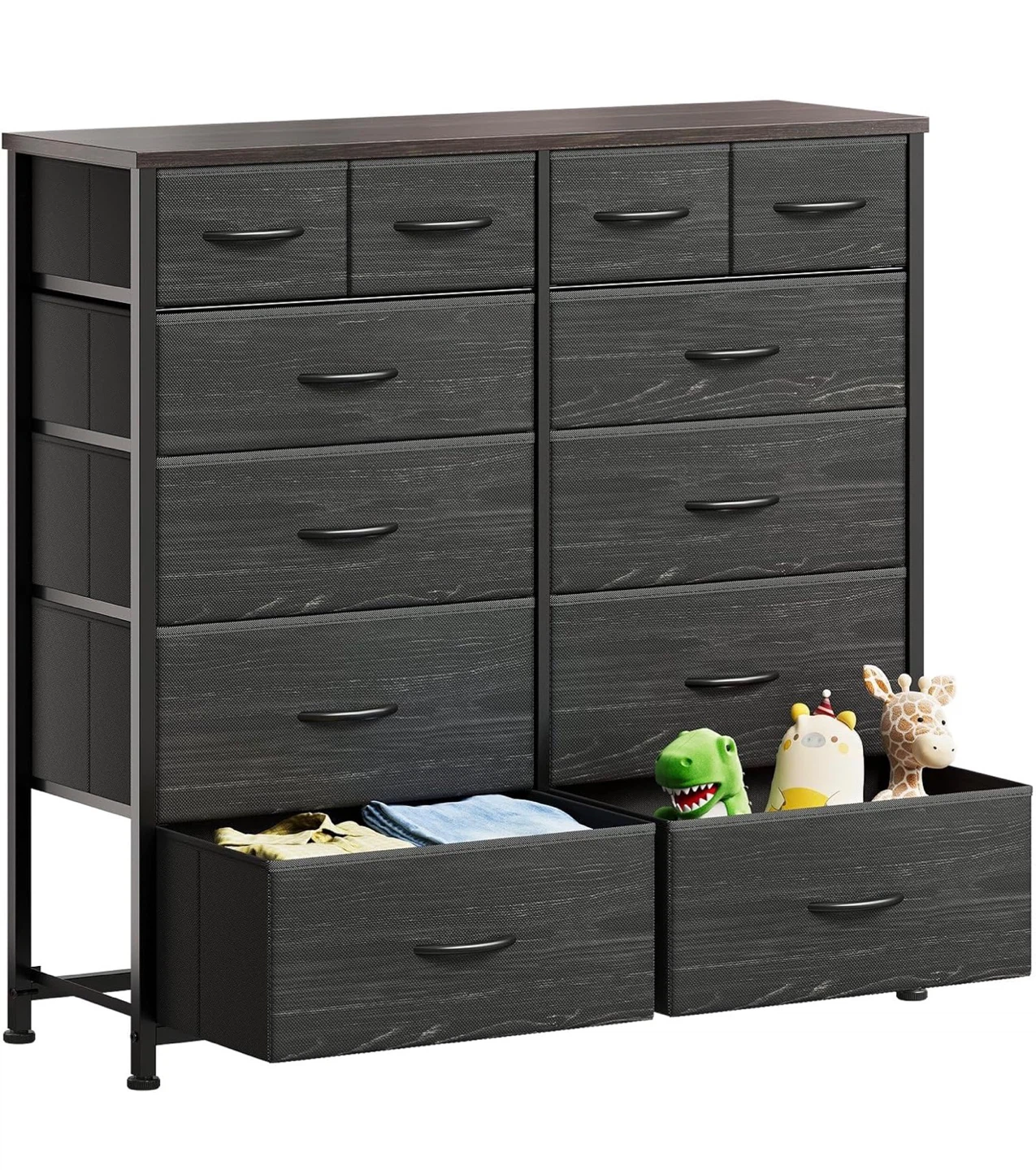 12-Drawer Dresser Storage Unit - Dark Grey