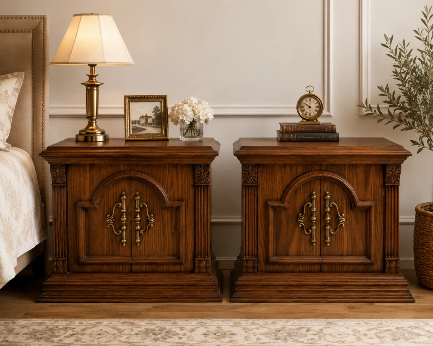 Pair of Vintage Wooden Nightstands