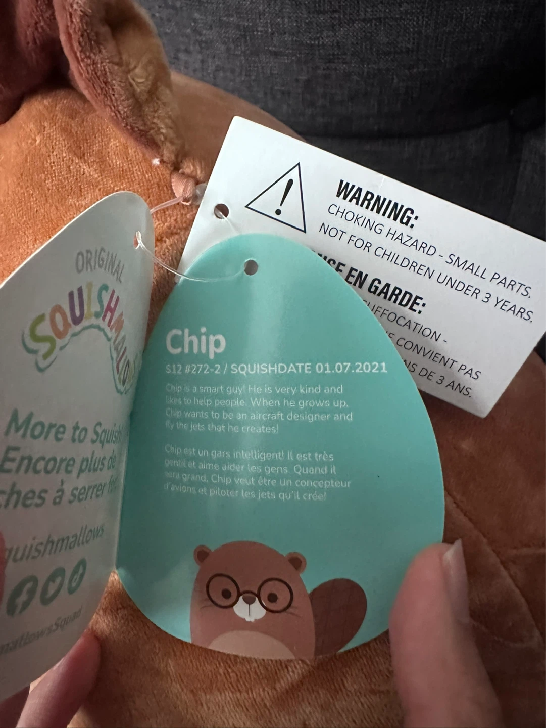 Squishmallows Chip the Beaver (with Glasses) LNWT, 14" - photo 4