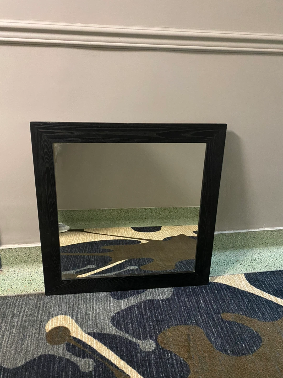 Large Square Espresso Wood Wall Mirror - 30” x 30”