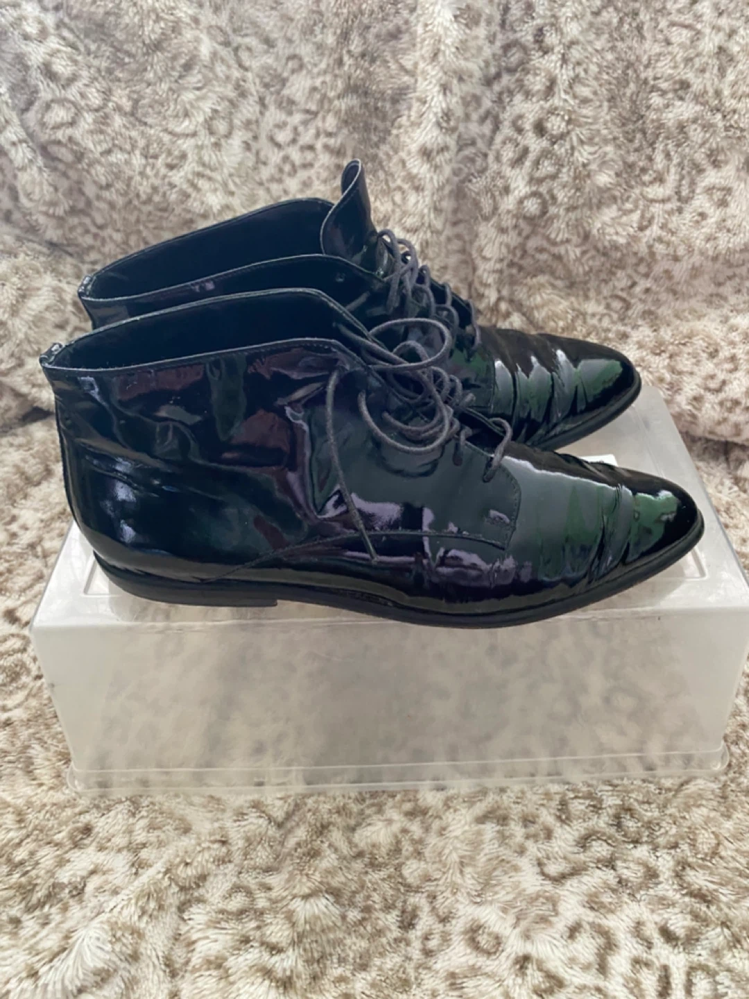 Linea Fiorentina Black Patent Leather Lace-Up Ankle Boots - photo 3