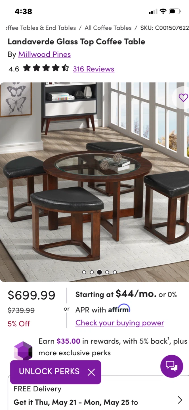 Millwood Pines Land ---averde Glass Top Coffee Table