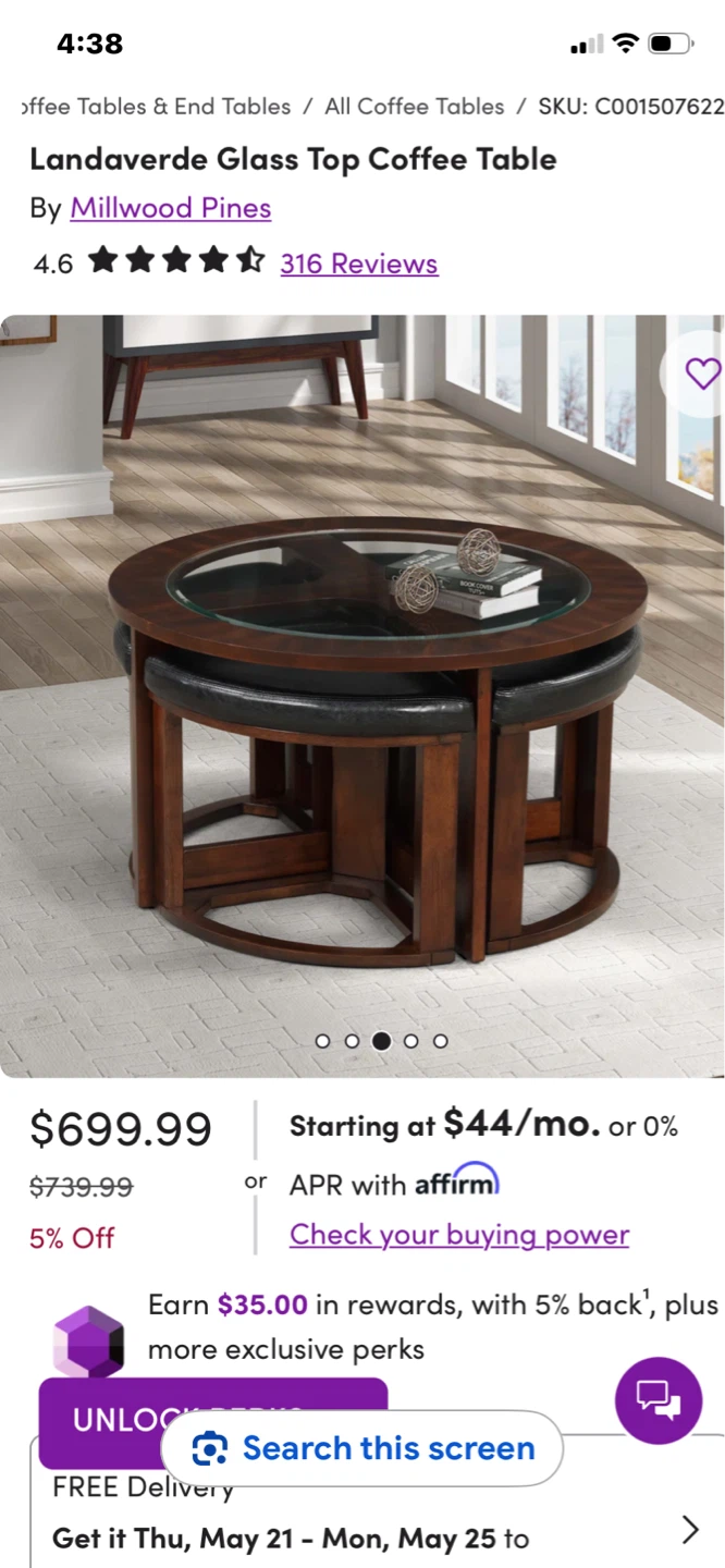 Millwood Pines Land ---averde Glass Top Coffee Table - photo 2